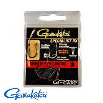 Gamakatsu Udice G Carp Specialist RX je udica napravljena od deblje zice i kao takva je odlicna kada se peca na mestima sa puno razlicitih prepreka i krsa.