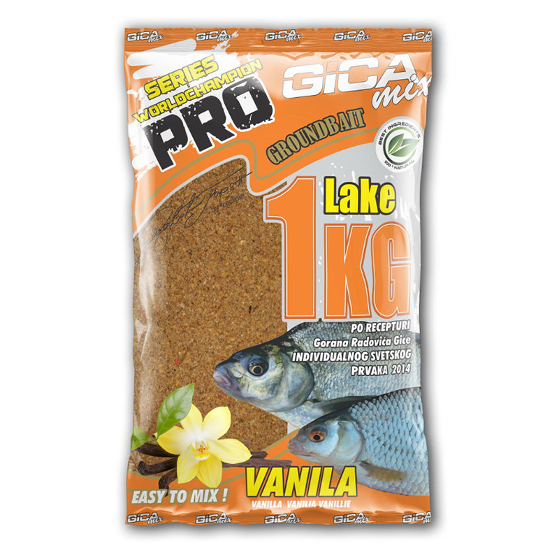 Gica Mix Lake Otkrijte neodoljivu magiju Gica Mix Lake sa Ukusom Vanile prihrane za ribolov na jezeru.Ova prihrana će zadovoljiti i najzahtjevnije ribolovce.