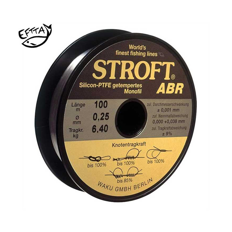 Stroft ABR 0.08 Stroft ABR velika otpornost na habanje i arbariju su osnovne karakteristiki STROFT ABR najlona. Vec godinama zauzima visoko mesto za vezivanje predveza.