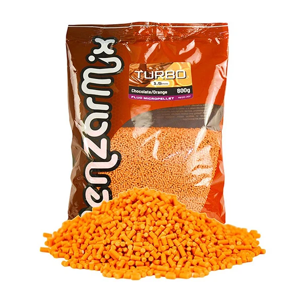 Benzar Mix Turbo Pellet 3mm – Choco/Orange Benzar Turbo Pellet 3mm Choco Orange – fluo peleti za method feeder, 800g